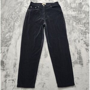 Vintage Mountain Express Jeans Womens 12 Black Velvet Velour High Rise Tapered